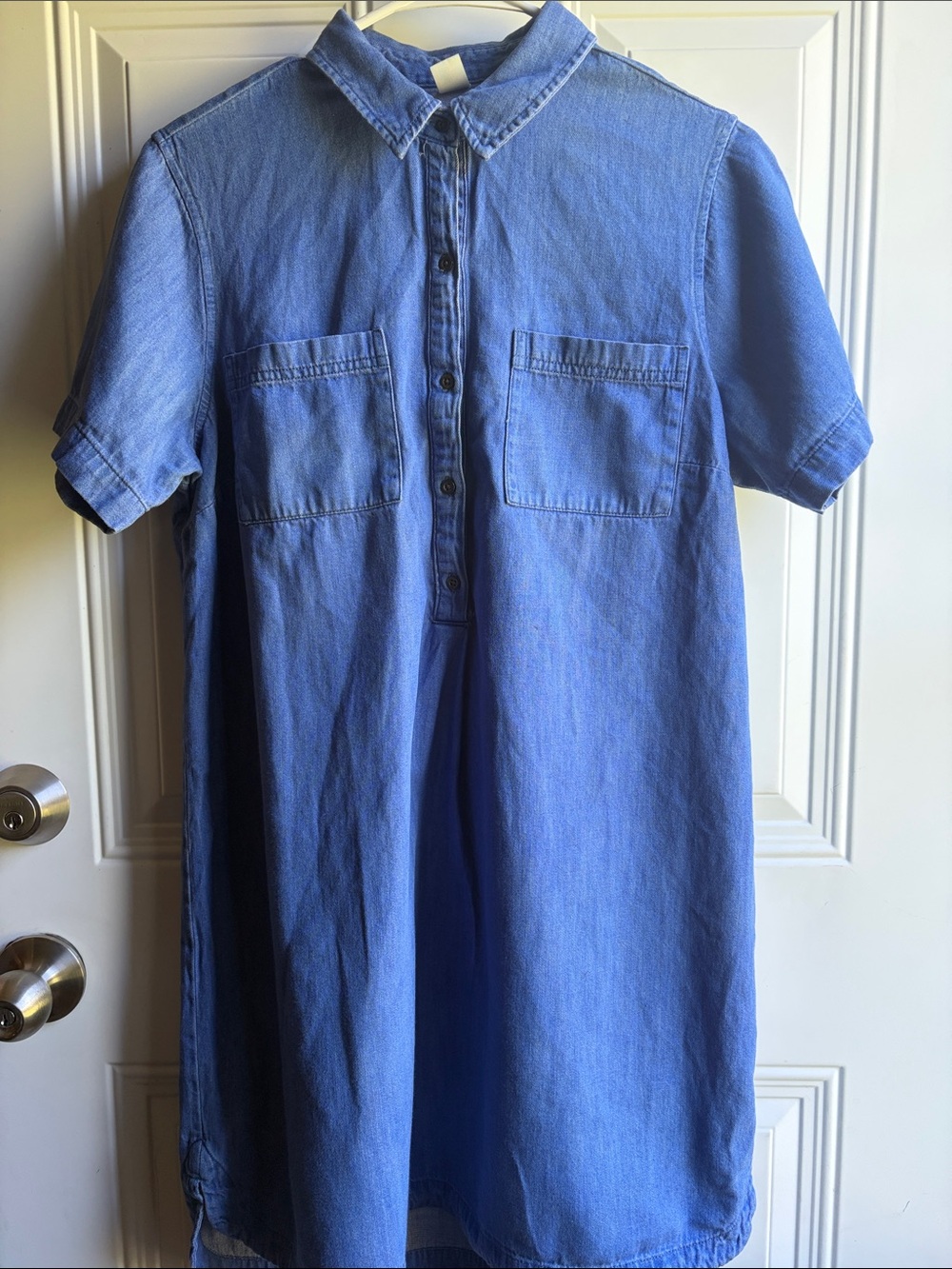 Old Navy Blue Short-Sleeve Denim Shirt Dress